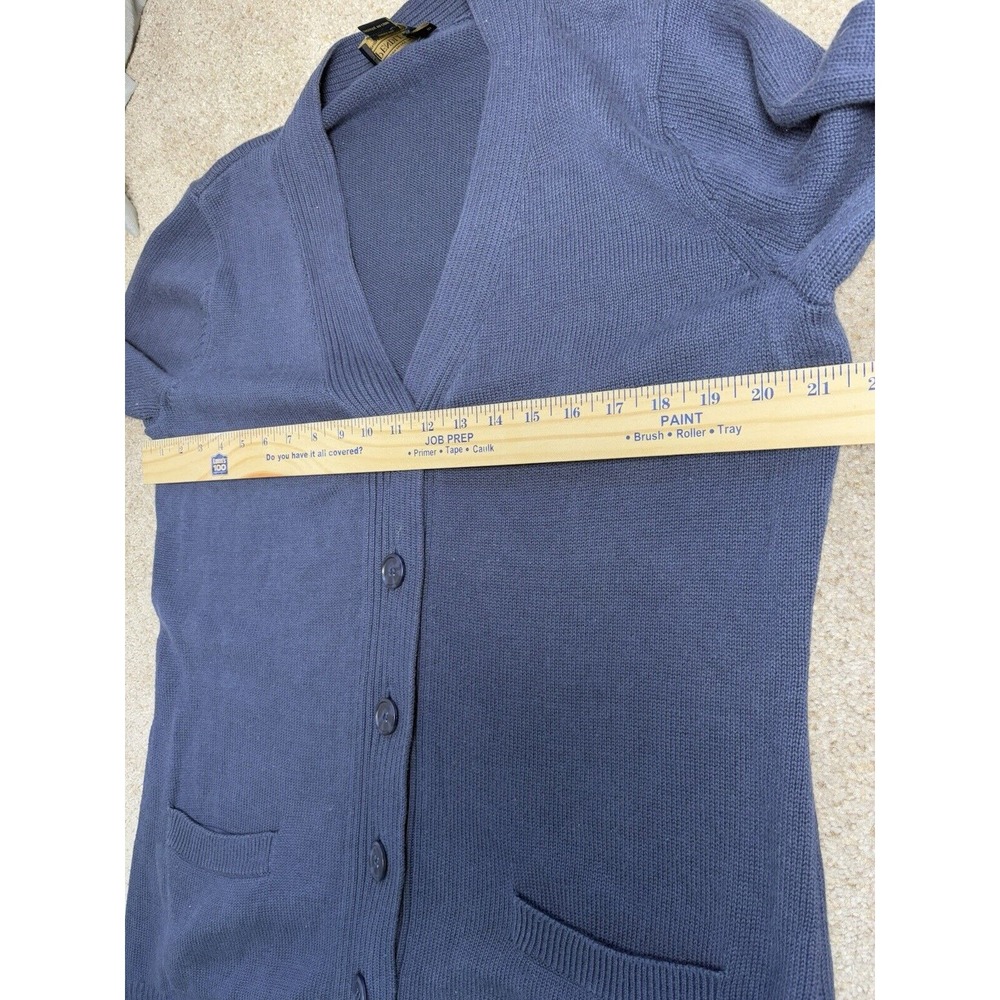 Pendleton Women's Large V Neck Cardigan Sweater Cotton Navy Blue‎ Long Sleeve - Picture 7 of 7